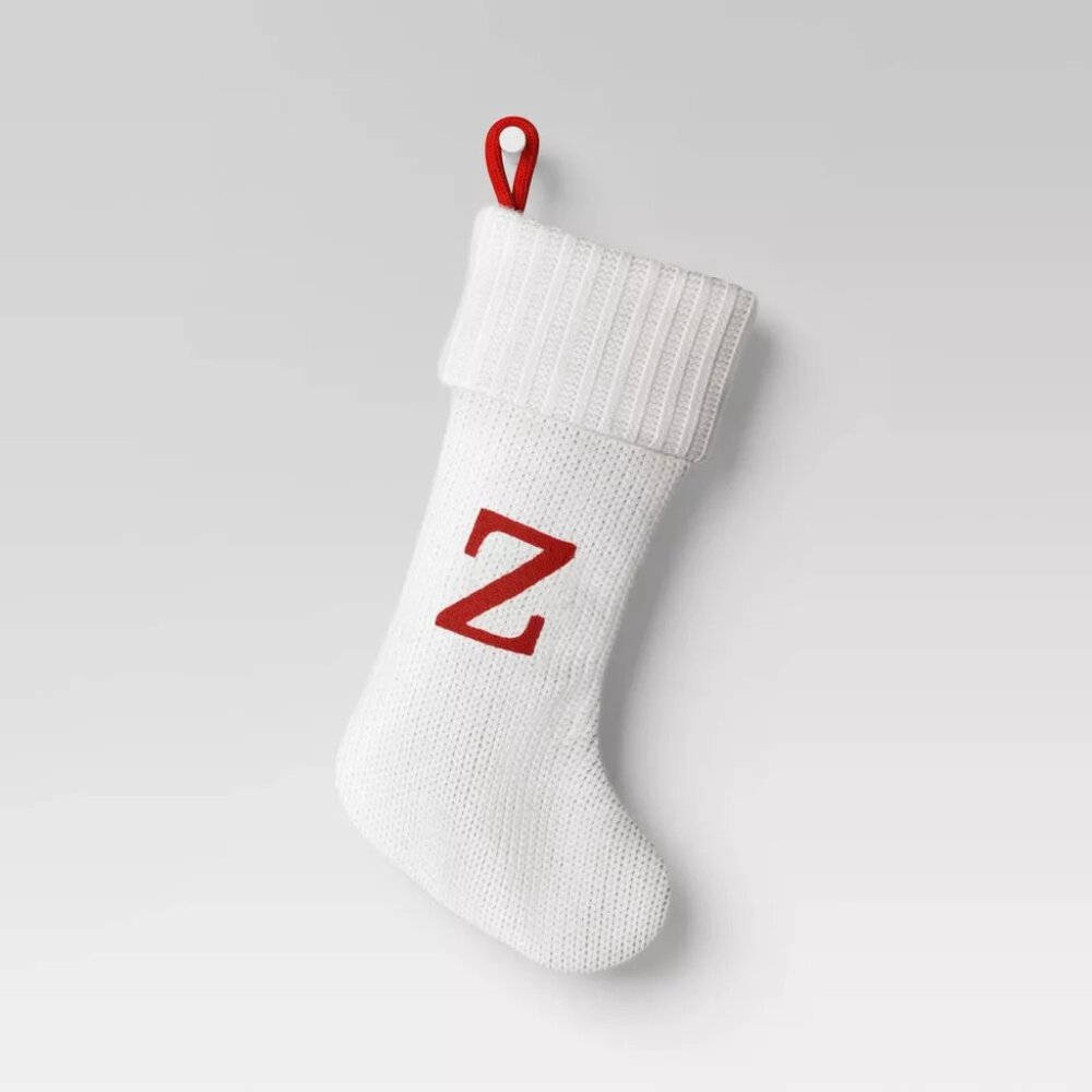 Letter Z Stocking Target Wondershop Monogram 20 inch White Cream Knit New